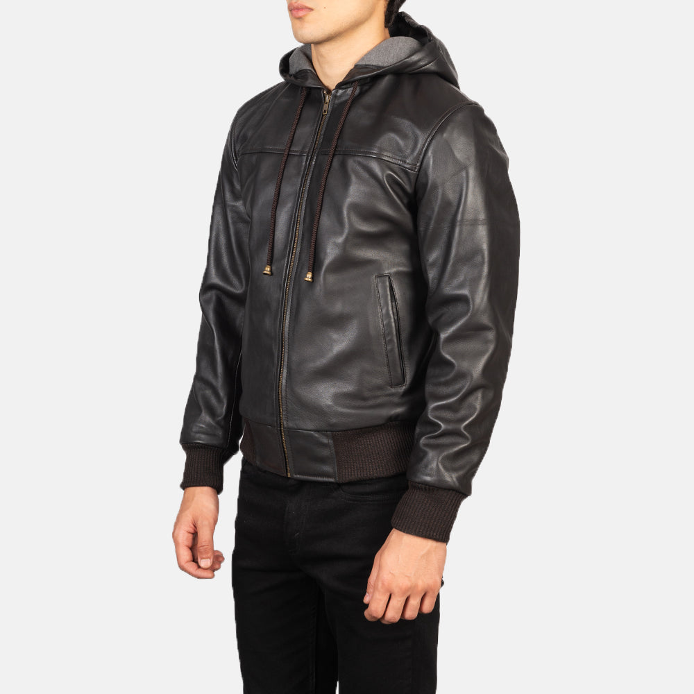 Men's Nintenzo Brown Hooded Leather Jacket – The Jacket Maker