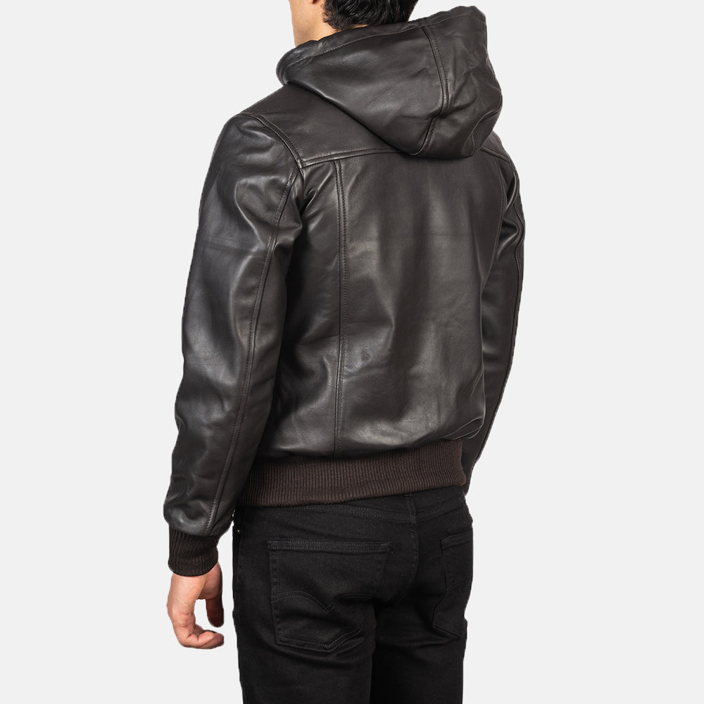 Men's Nintenzo Brown Hooded Leather Jacket – The Jacket Maker