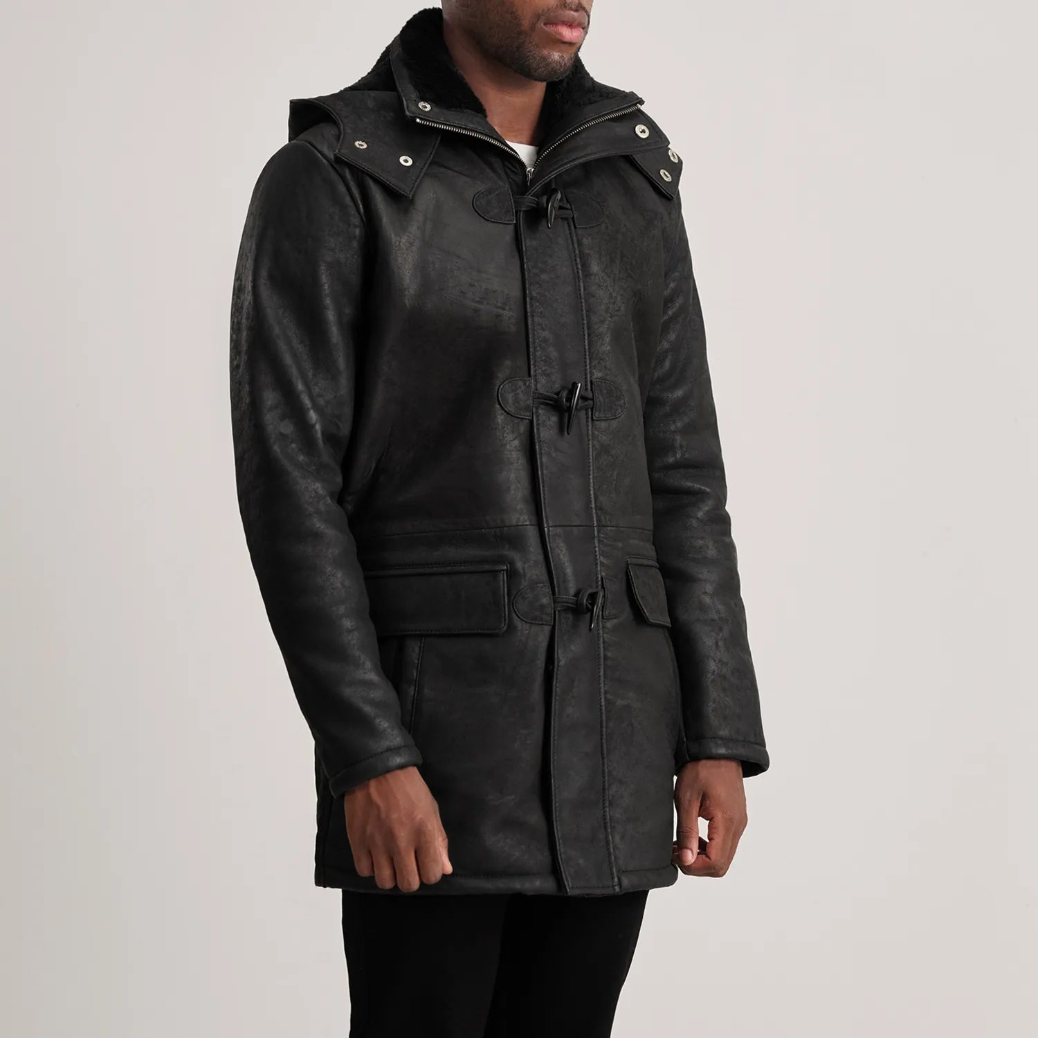 ジャケット・アウター Vandalize 01aw archive duffle coat Nolan Black Snuffed Leather Duffle Coat - The Jacket Maker