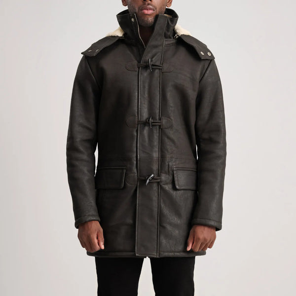 ジャケット・アウター forsomeone wool leather duffle coat Men_s_Nolan_Tumbled_Brown_Leat