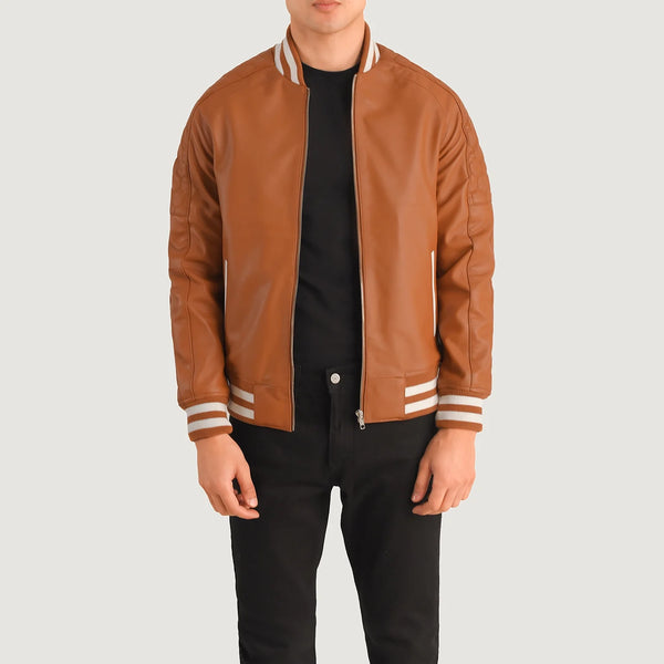 masu varsity tailored jacket(brown)