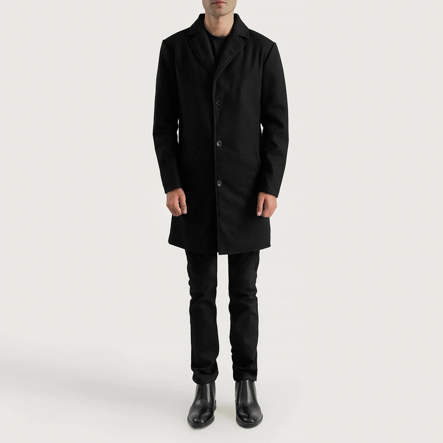 Men's Petrillo Black Wool Single Breasted Coat – The Jacket Maker