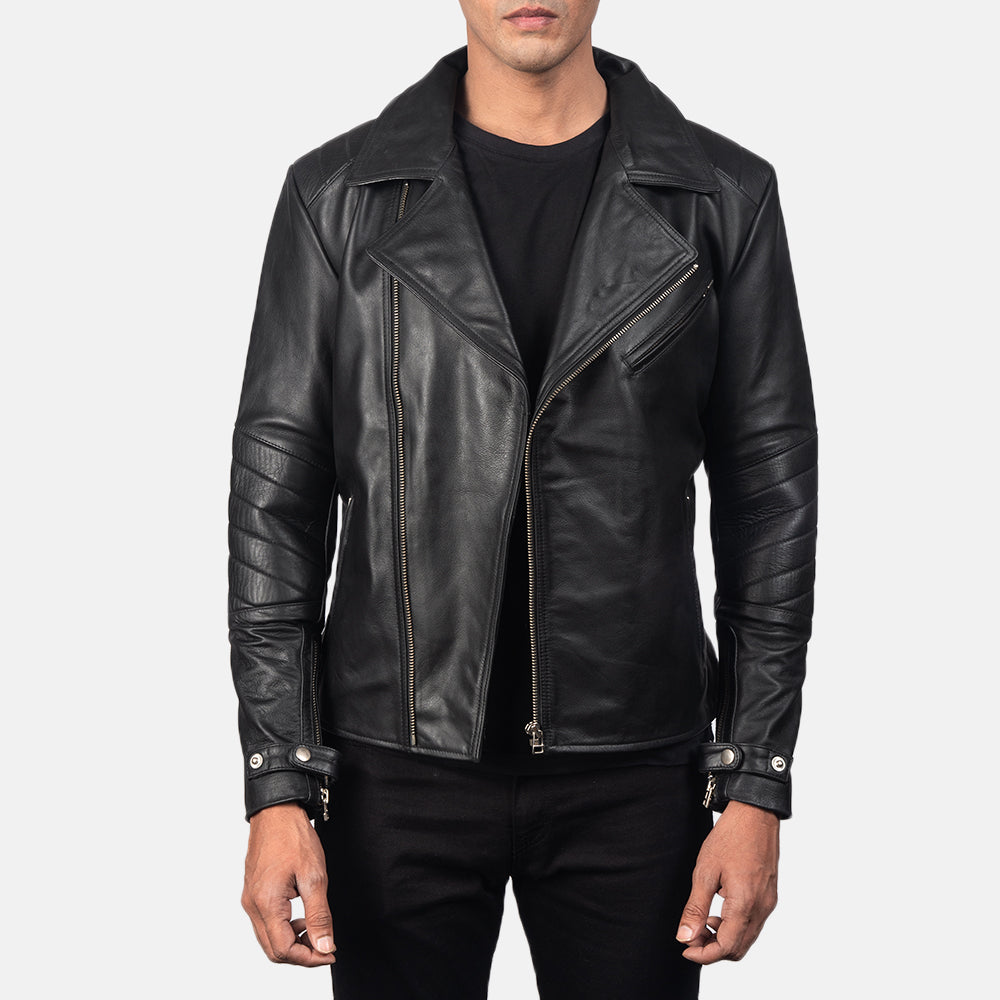 Men's Raiden Black Leather Biker Jacket – The Jacket Maker