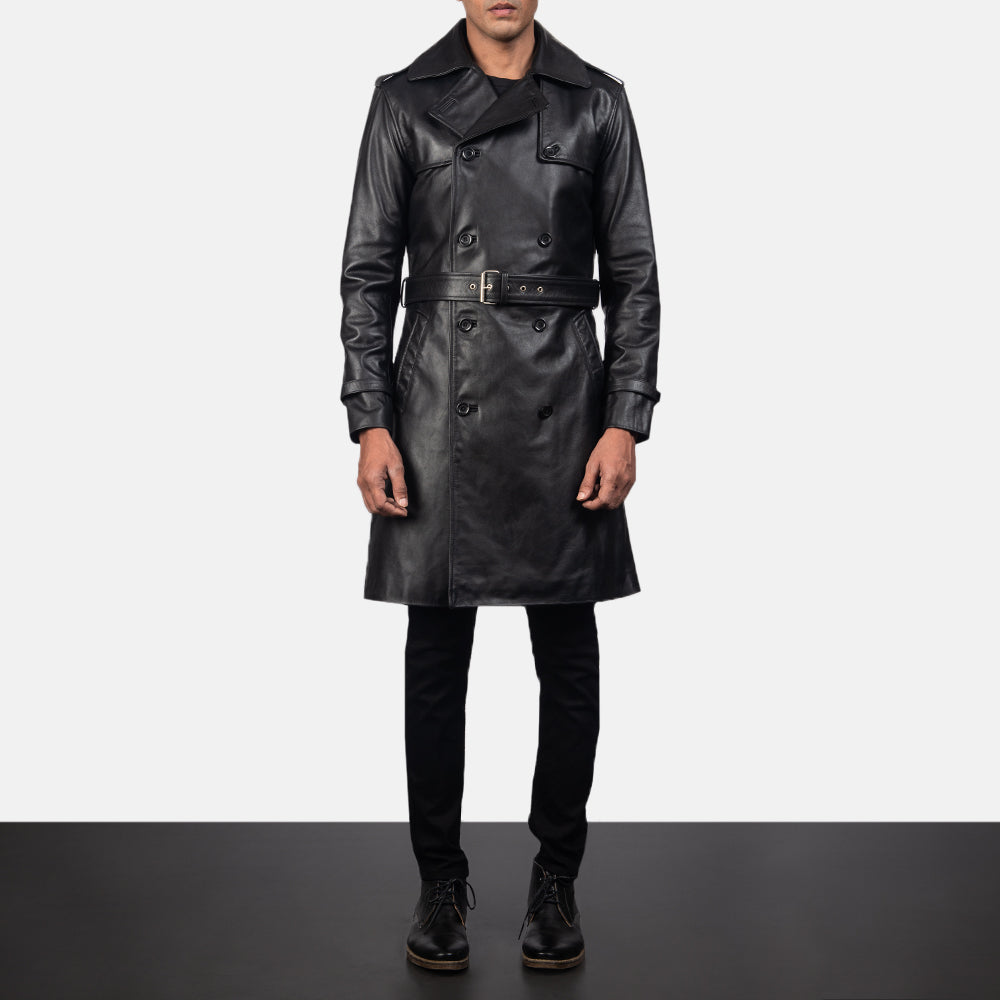 Mens Black Leather Full Length Leather Duster Buy Black Leather Duster Online In India India