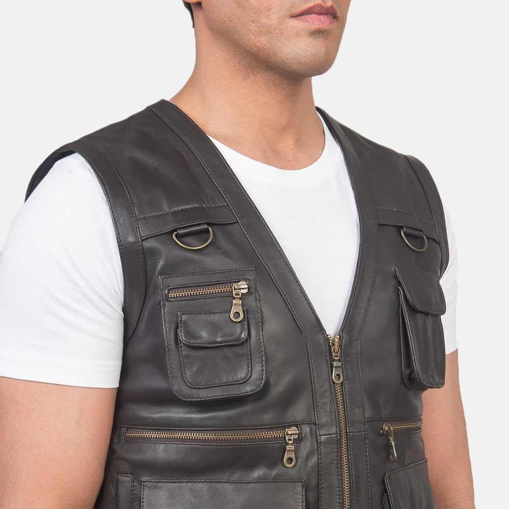Men's Safari Brown Leather Vest – The Jacket Maker