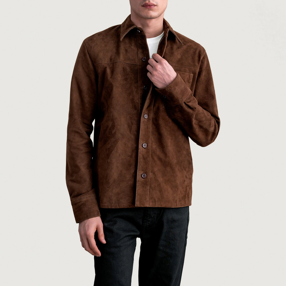 Scout Mocha Suede Leather Shirt For Men – The Jacket Maker