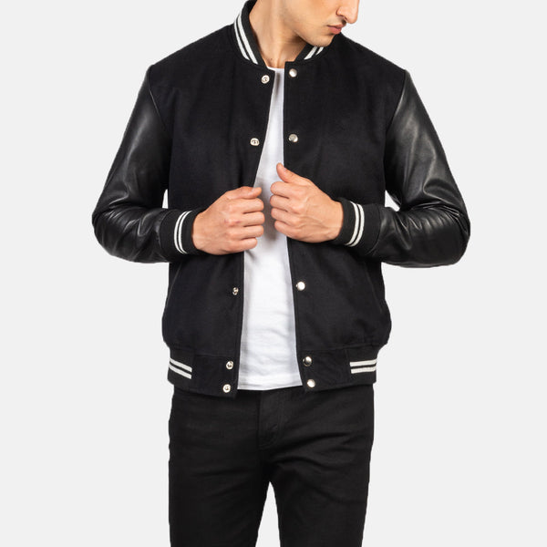 Studded Patched Varsity Jacket - Black - SMOKERISENY.COM