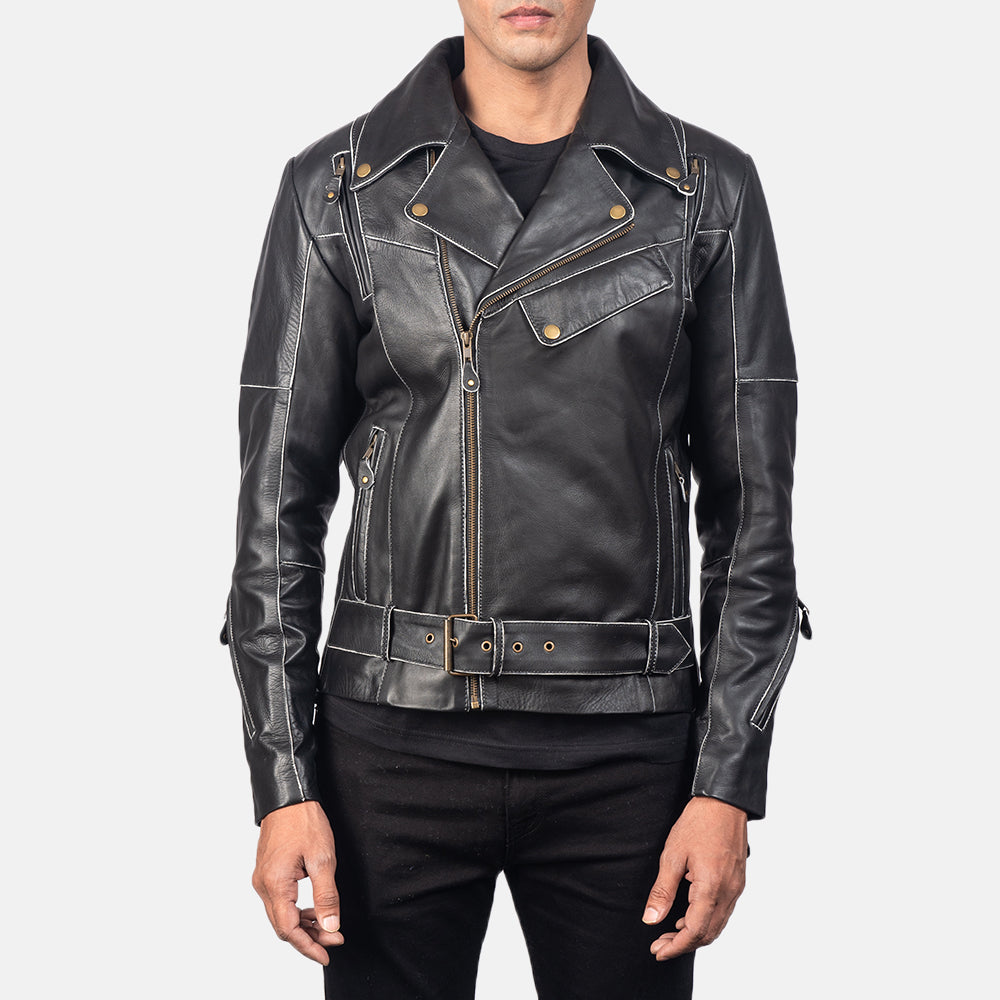 Men's Vincent Black Leather Biker Jacket – The Jacket Maker