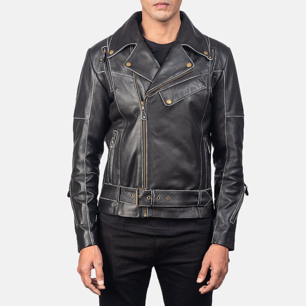 Men's Vincent Black Leather Biker Jacket – The Jacket Maker