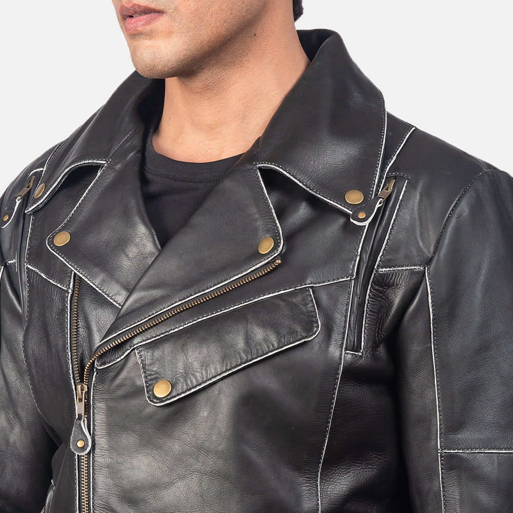 Men's Vincent Black Leather Biker Jacket – The Jacket Maker