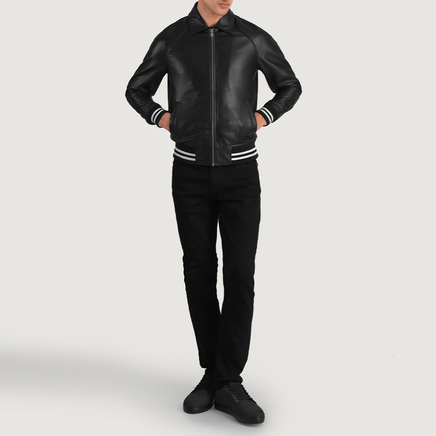 Walton Black Leather Varsity Jacket For Men – The Jacket Maker Walton Black Leather Varsity Jacket For Men – The Jacket Maker