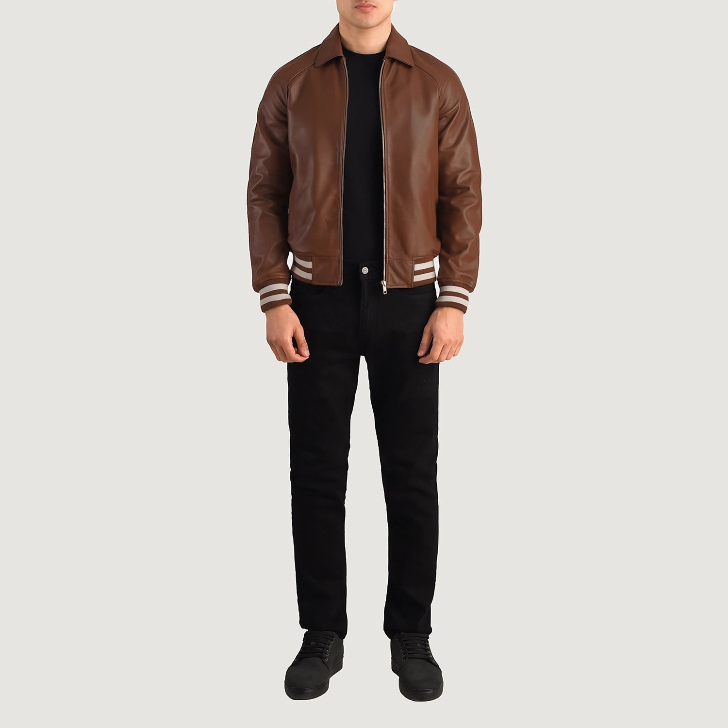 Walton Brown Leather Varsity Jacket For Men – The Jacket Maker Walton Brown Leather Varsity Jacket For Men – The Jacket Maker