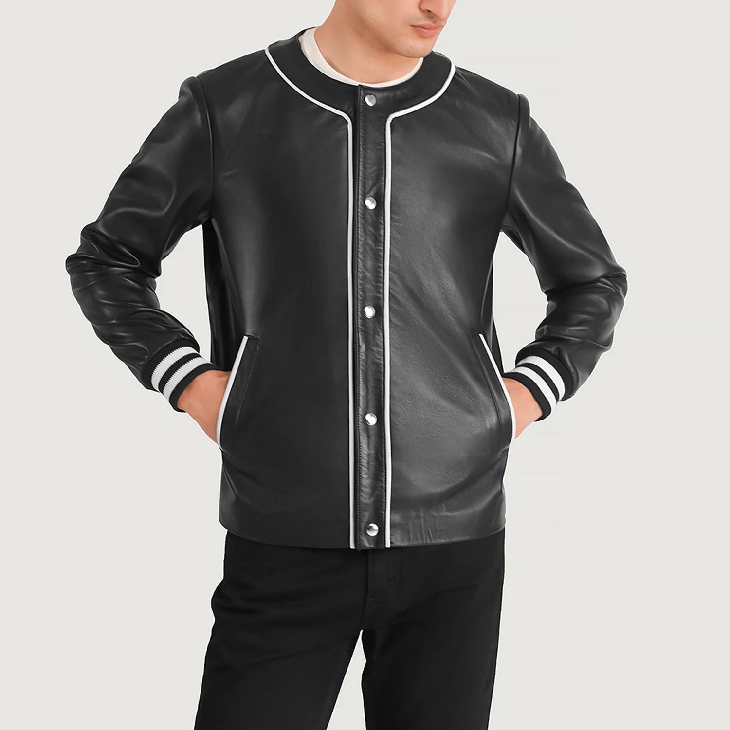 Willis Black Leather Varsity Jacket For Men – The Jacket Maker