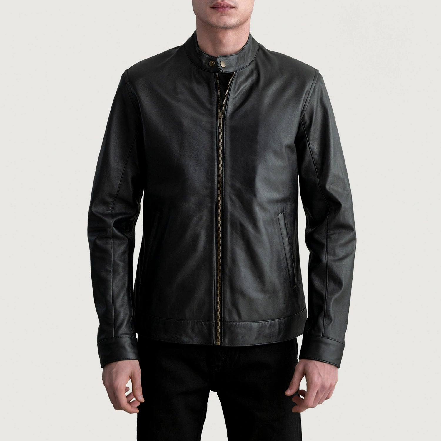 レザージャケット BLACK LEATHER JACKET Zen Black Leather Biker Jacket For Men – The Jacket Maker