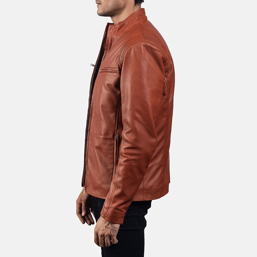 Men's Ionic Tan Brown Leather Biker Jacket – The Jacket Maker
