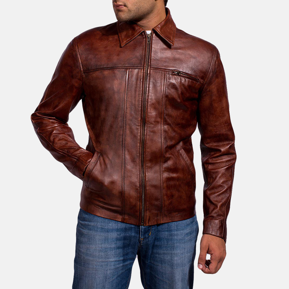 Men's Abstract Maroon Leather Jacket – The Jacket Maker