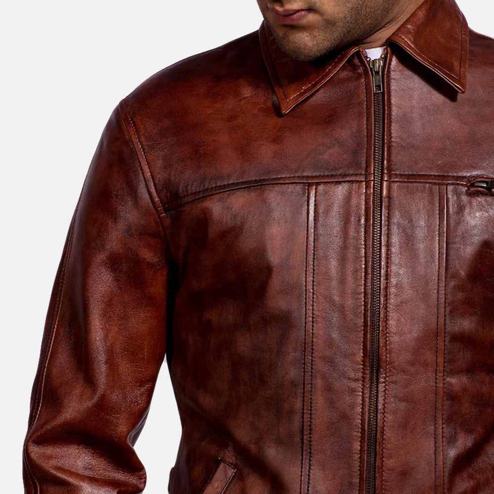 Men's Abstract Maroon Leather Jacket – The Jacket Maker