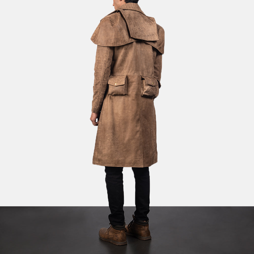 Men's Army Brown Leather Duster – The Jacket Maker1