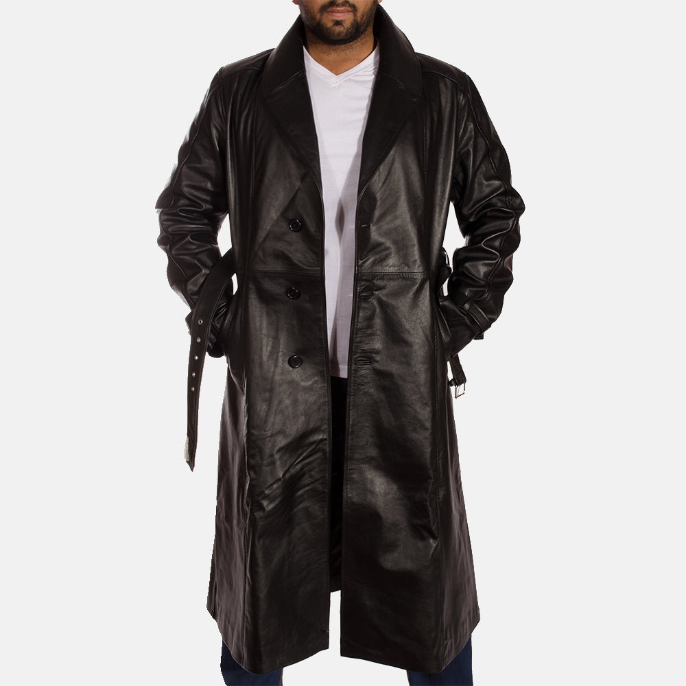 Men's Hooligan Black Leather Trench Coat – The Jacket Maker