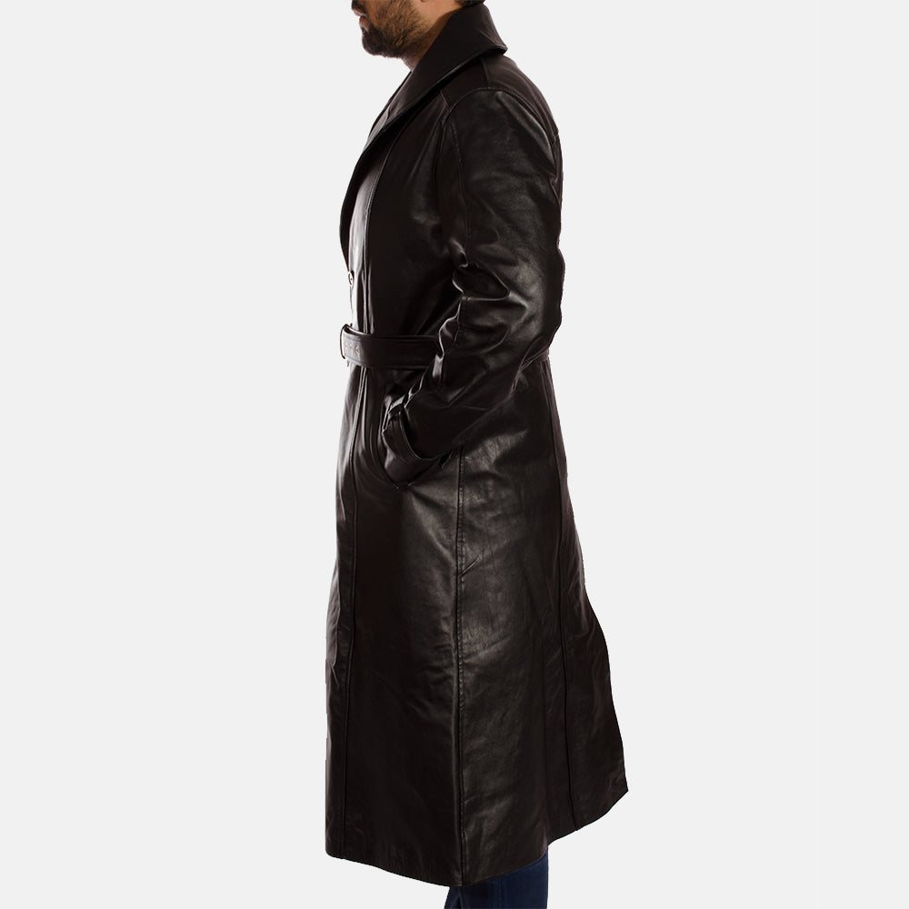 Trench Coat Mens Thigh Length Leather Jacket Thigh Length Trench