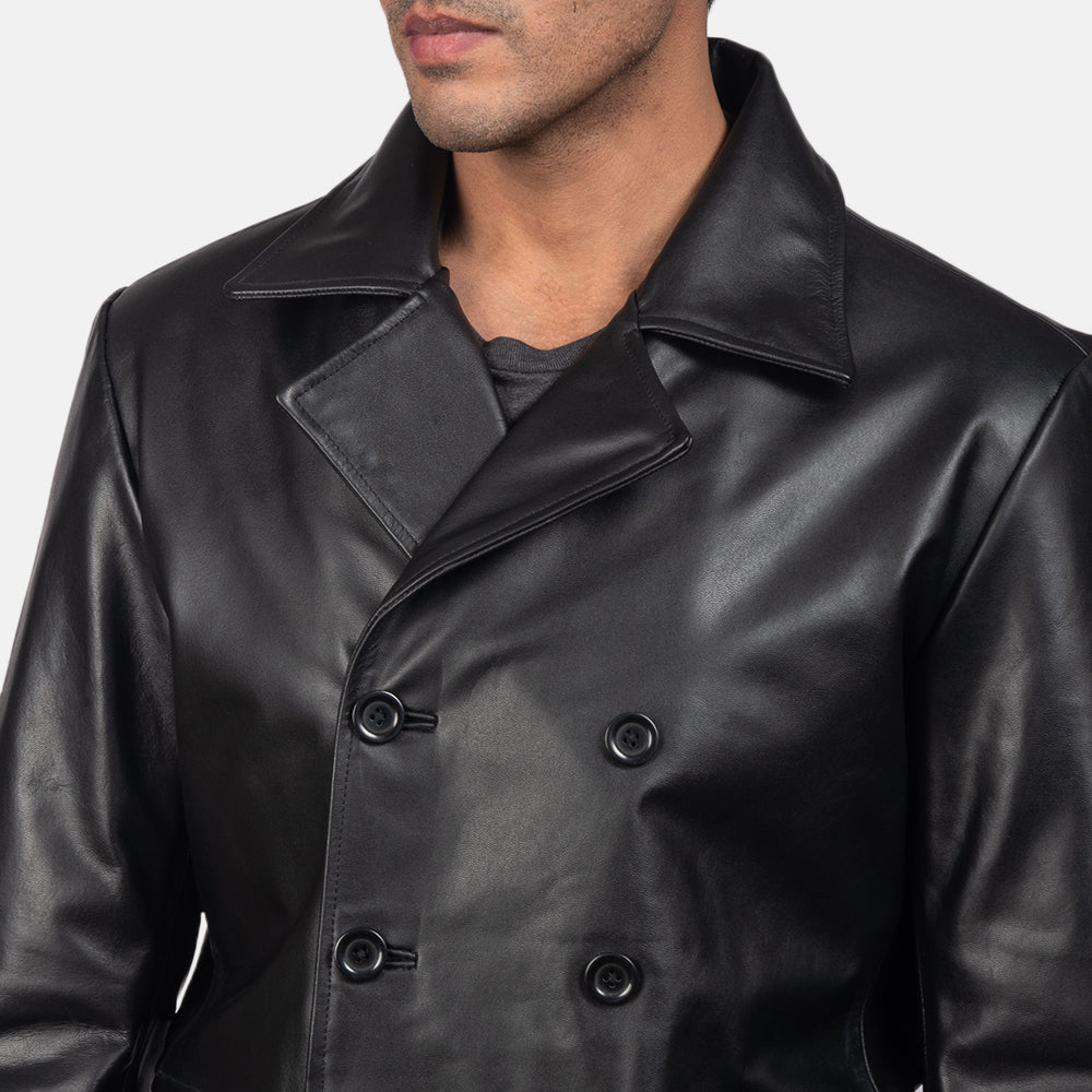 Men's Mr. Bailey Black Leather Naval Peacoat – The Jacket Maker