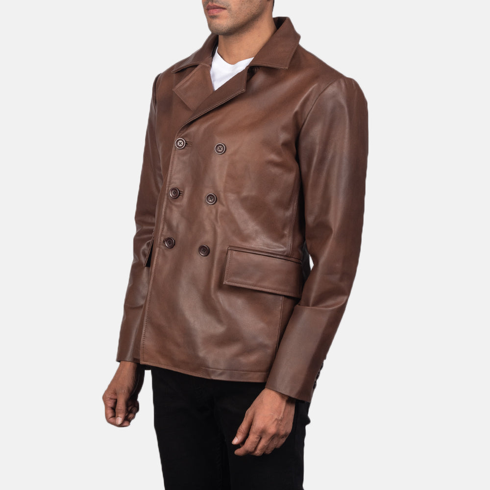Men's Mr. Bailey Brown Leather Naval Peacoat – The Jacket Maker