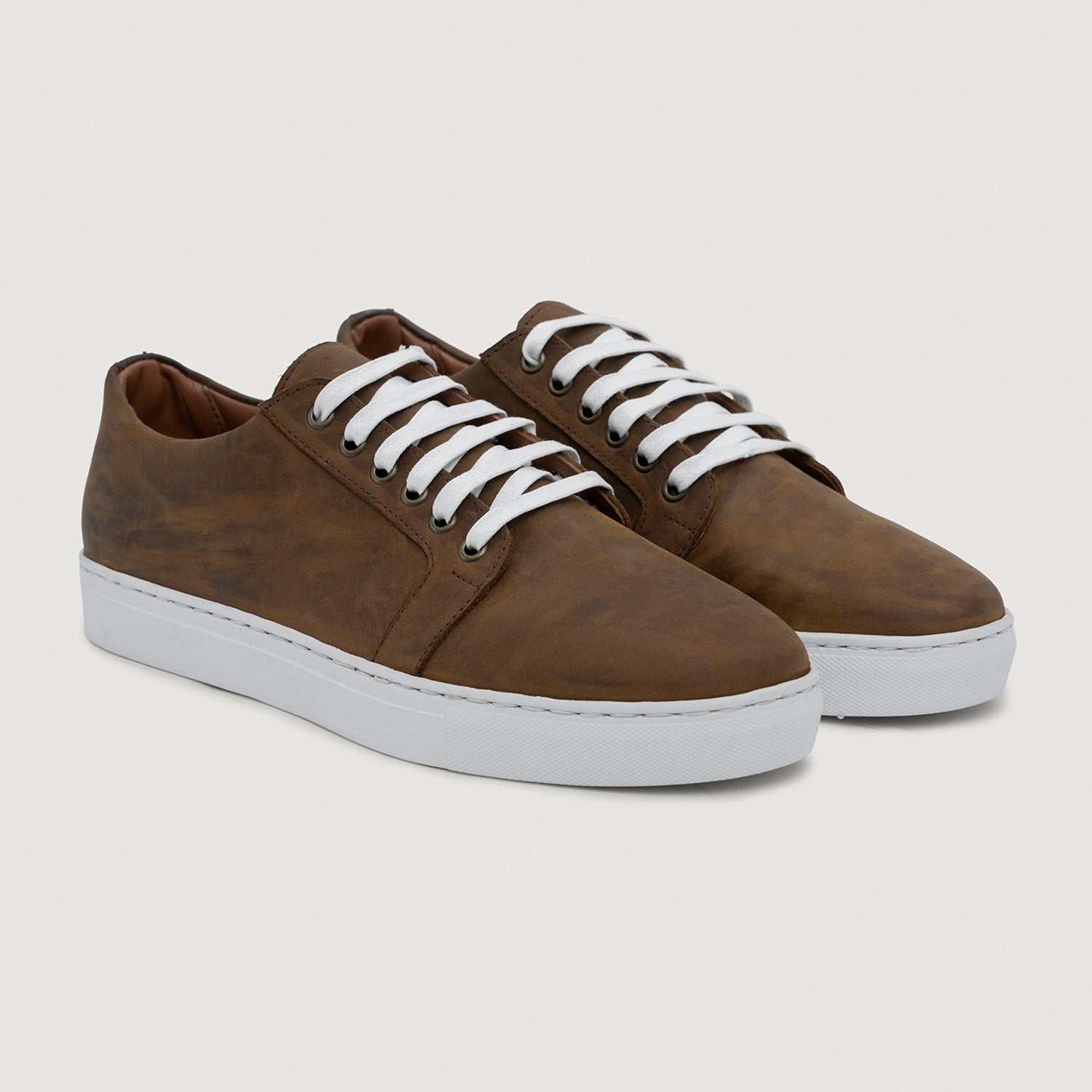 Murphy Low Top Burnt Copper Pullup Leather Sneakers For Men – The