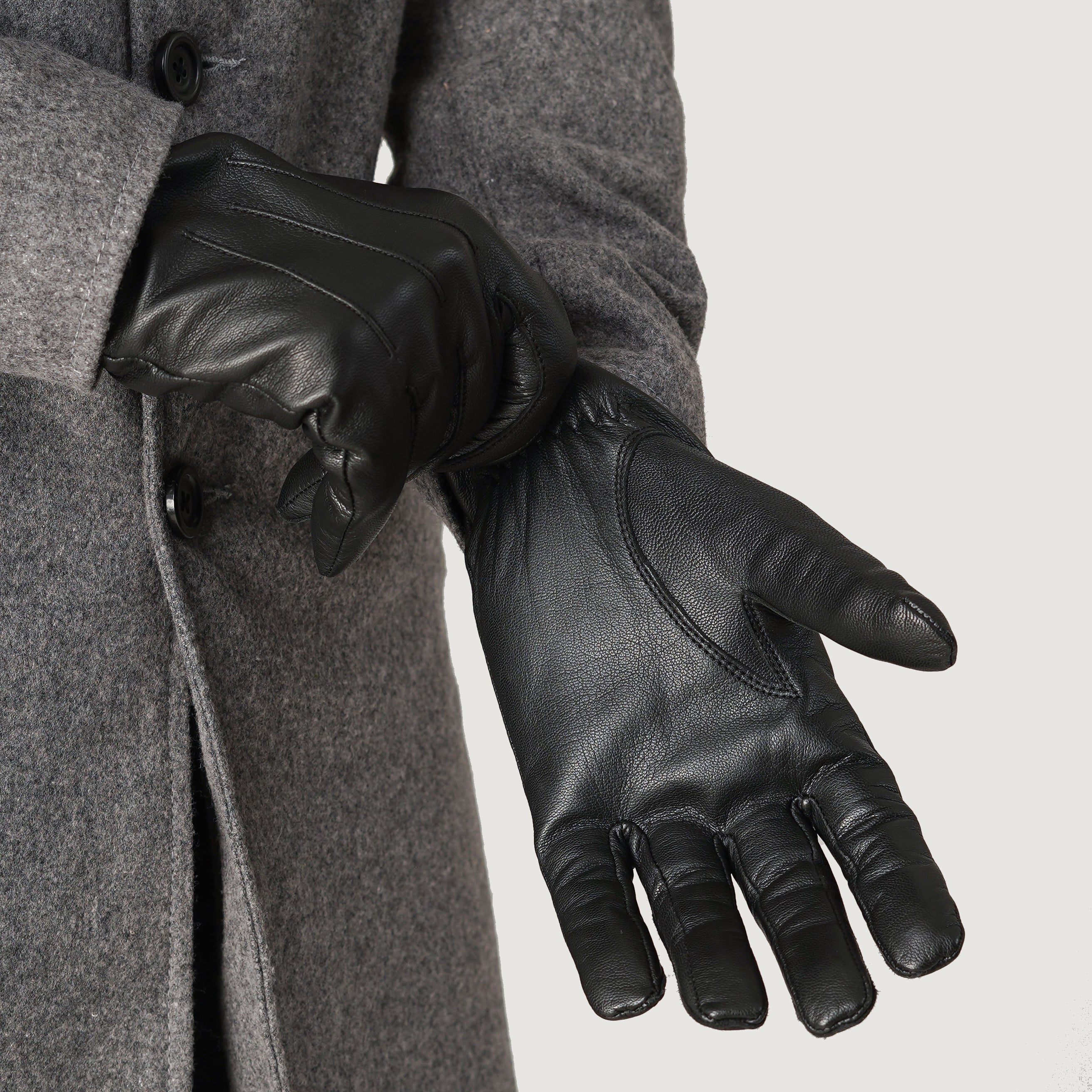 The Jacket Maker Men Ralph Brown Real Leather Wool Lined Dress Gloves