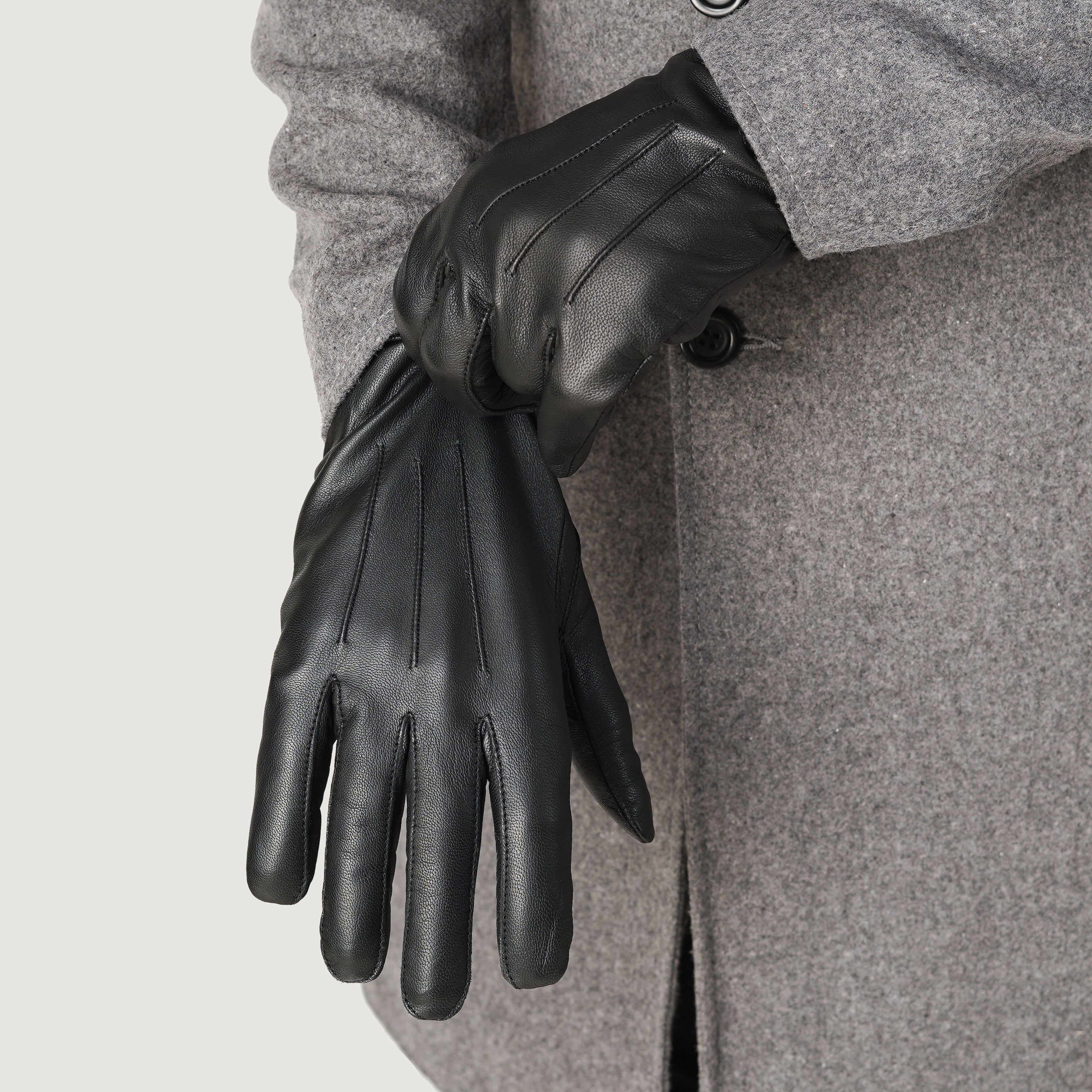 The Jacket Maker Men Ralph Brown Real Leather Wool Lined Dress Gloves