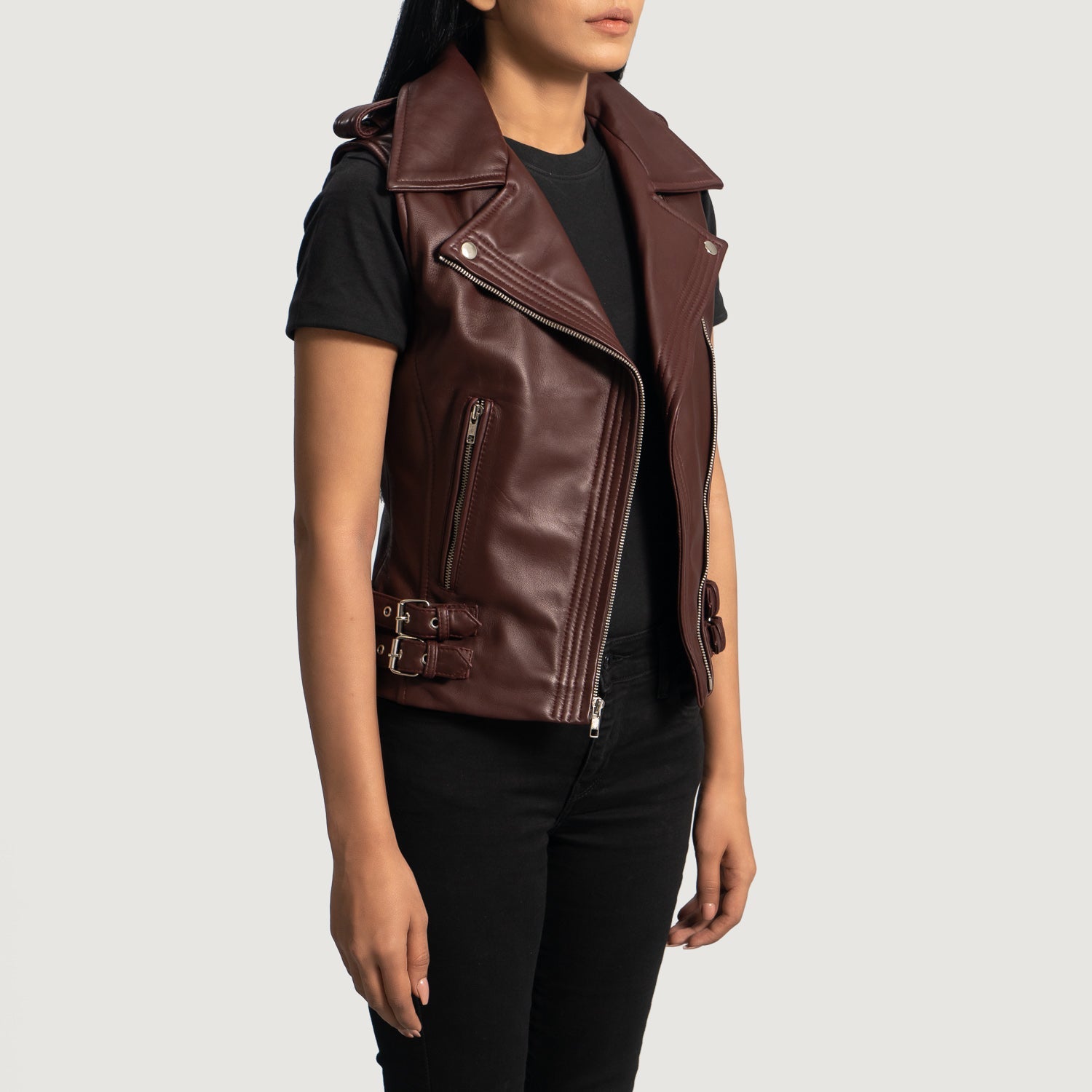 Womens Jacket Maje Burgundy Leather Jacket Women's Rhonda Maroon