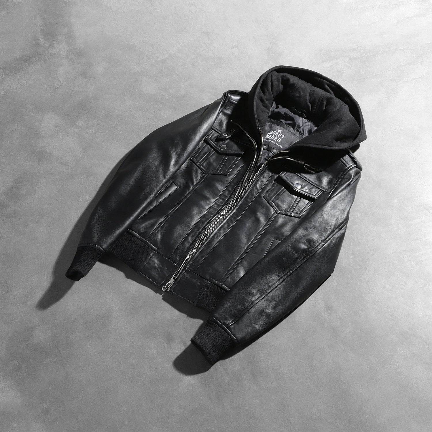 Women's Roslyn Black Hooded Leather Bomber Jacket – The Jacket Maker