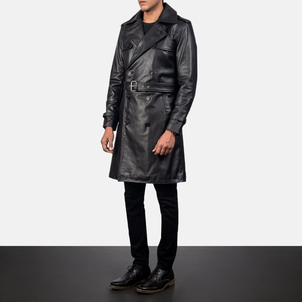 Men's Royson Black Leather Duster Coat – The Jacket Maker