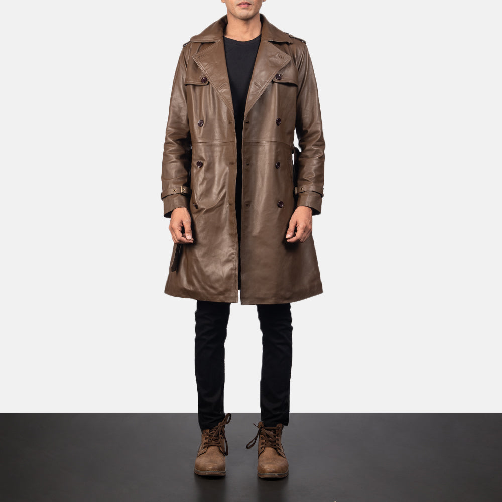 Men's Royson Brown Leather Duster Coat – The Jacket Maker