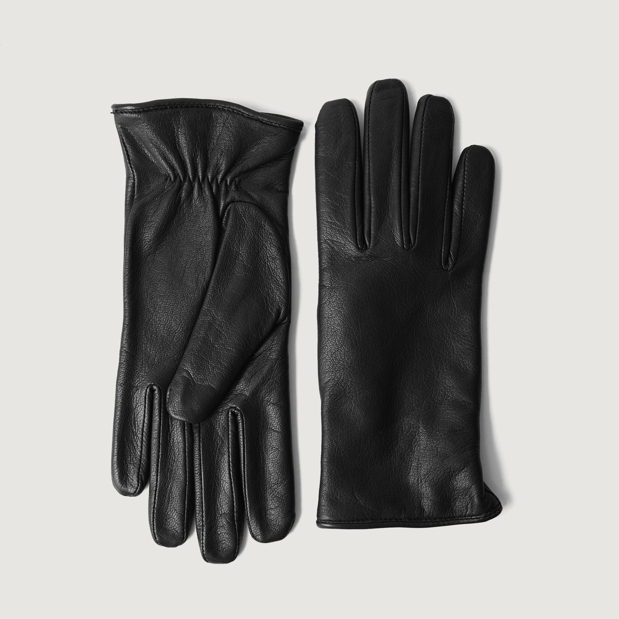 The Jacket Maker Women Saltor Black Real Leather Wool Lined Dress Gloves