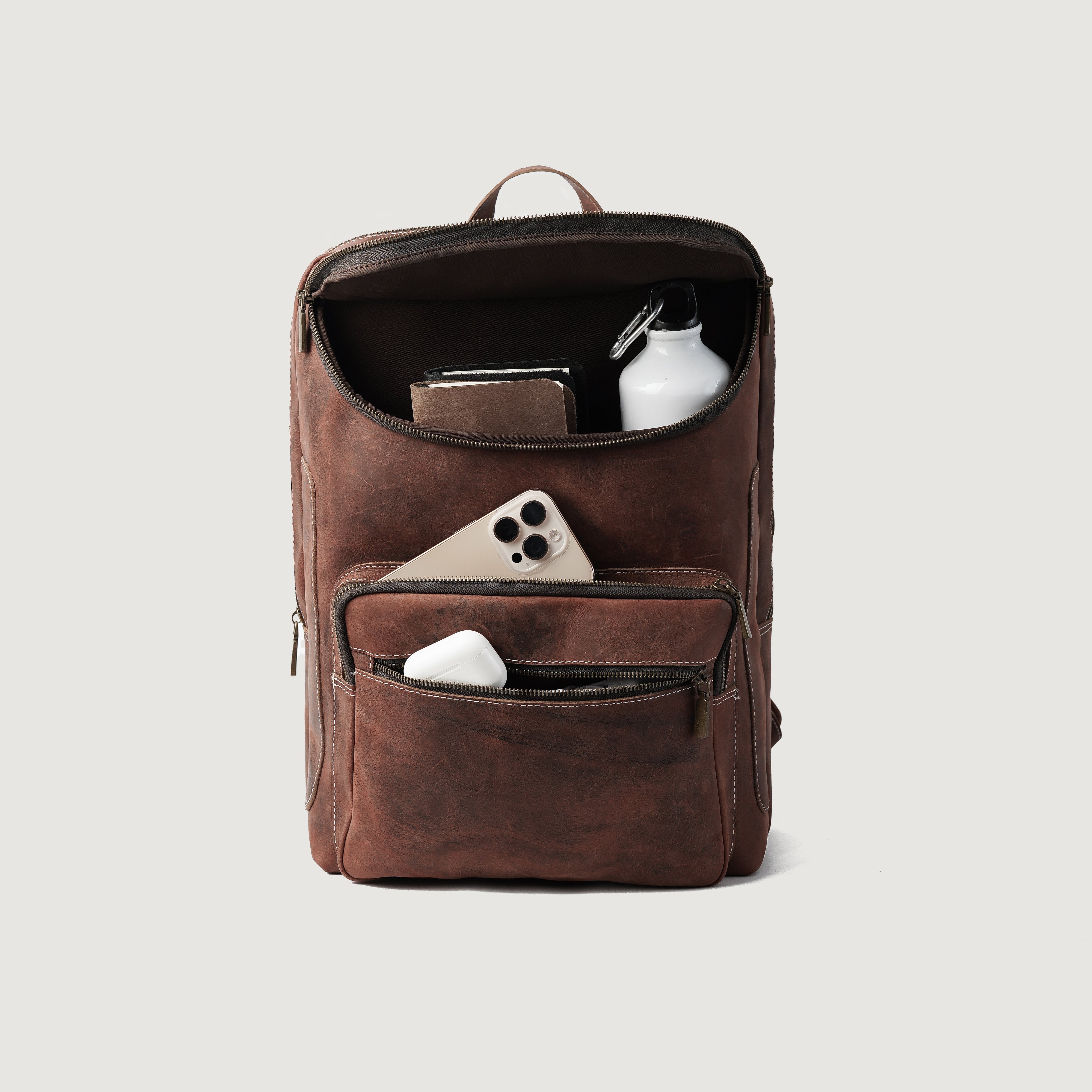 distressed leather backpack for womens The Jacket Maker Men & Women Bedford Vintage Distressed Brown Real Leather Travel Backpack