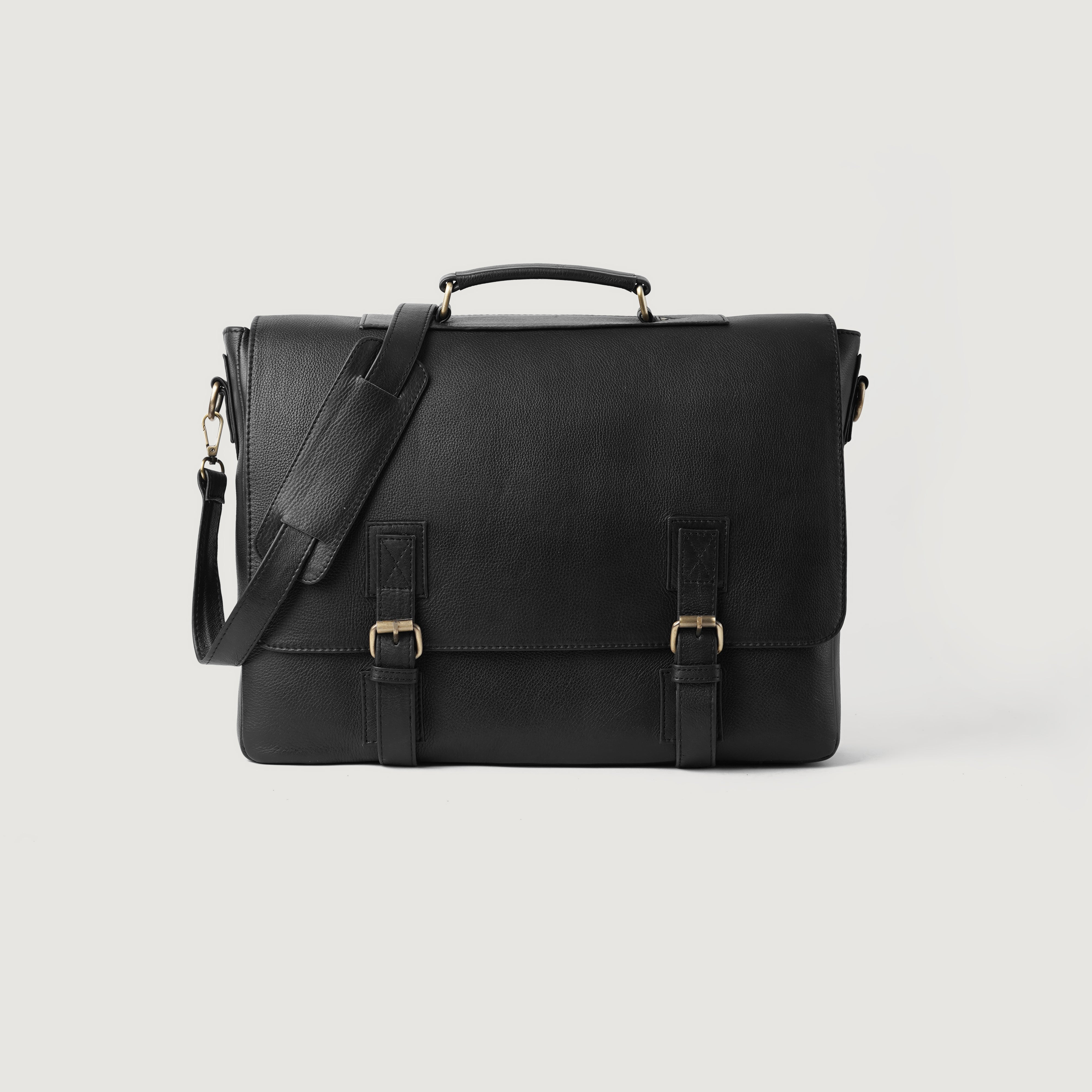 The Cristoph Black Leather Messenger Bag For Men - The Jacket