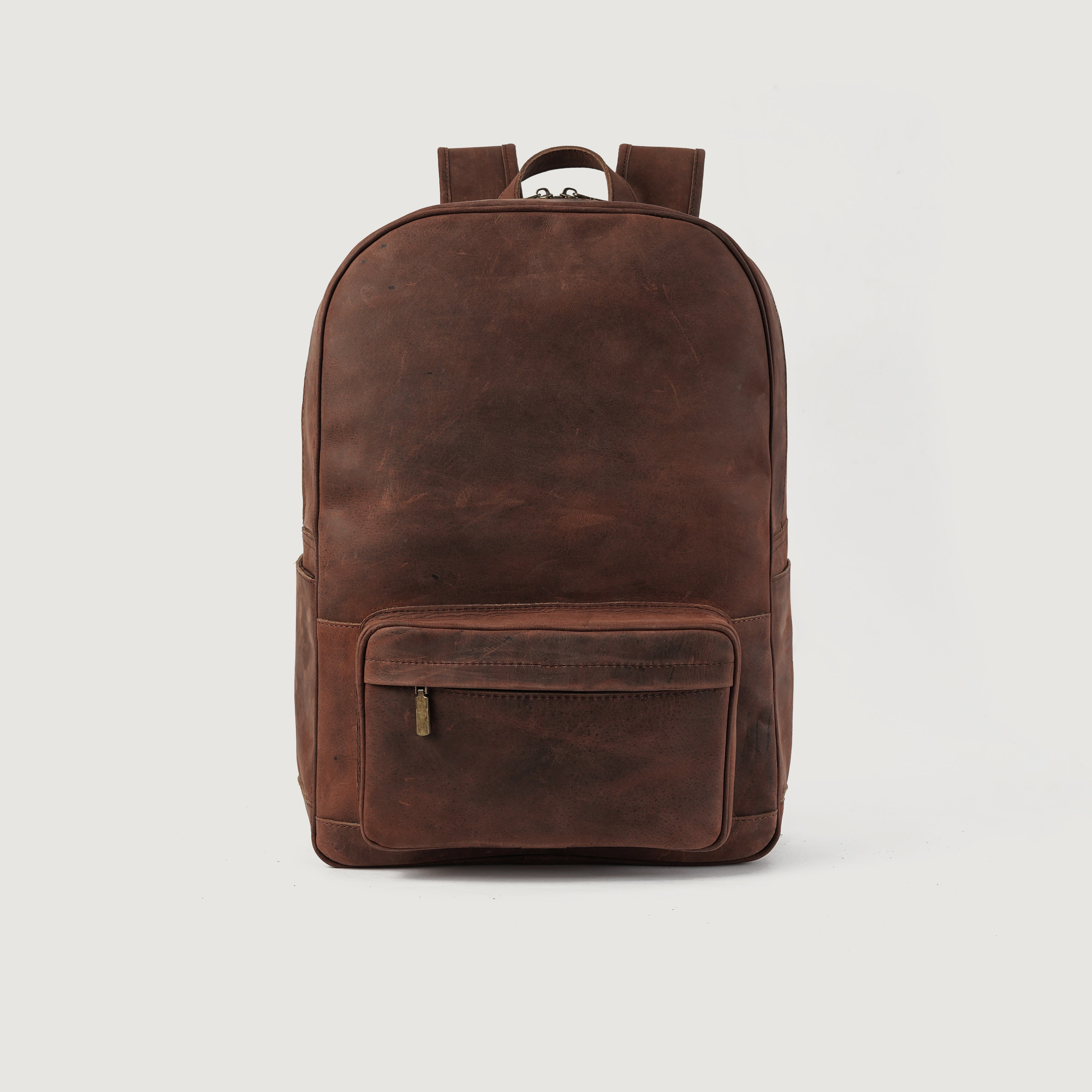 The Jacket Maker Men Philos Vintage Distressed Brown Real Leather Backpack