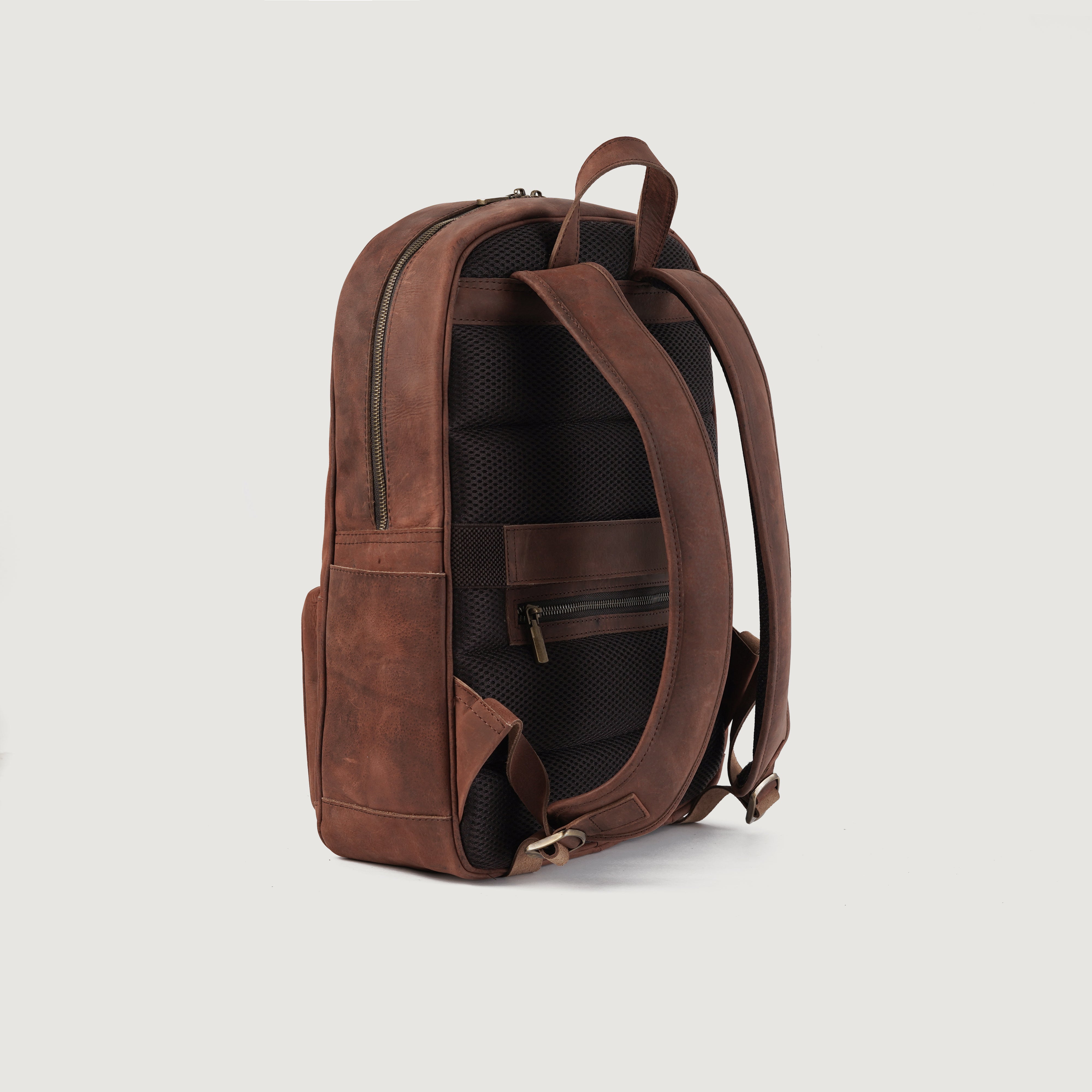 The Jacket Maker Men Philos Vintage Distressed Brown Real Leather Backpack