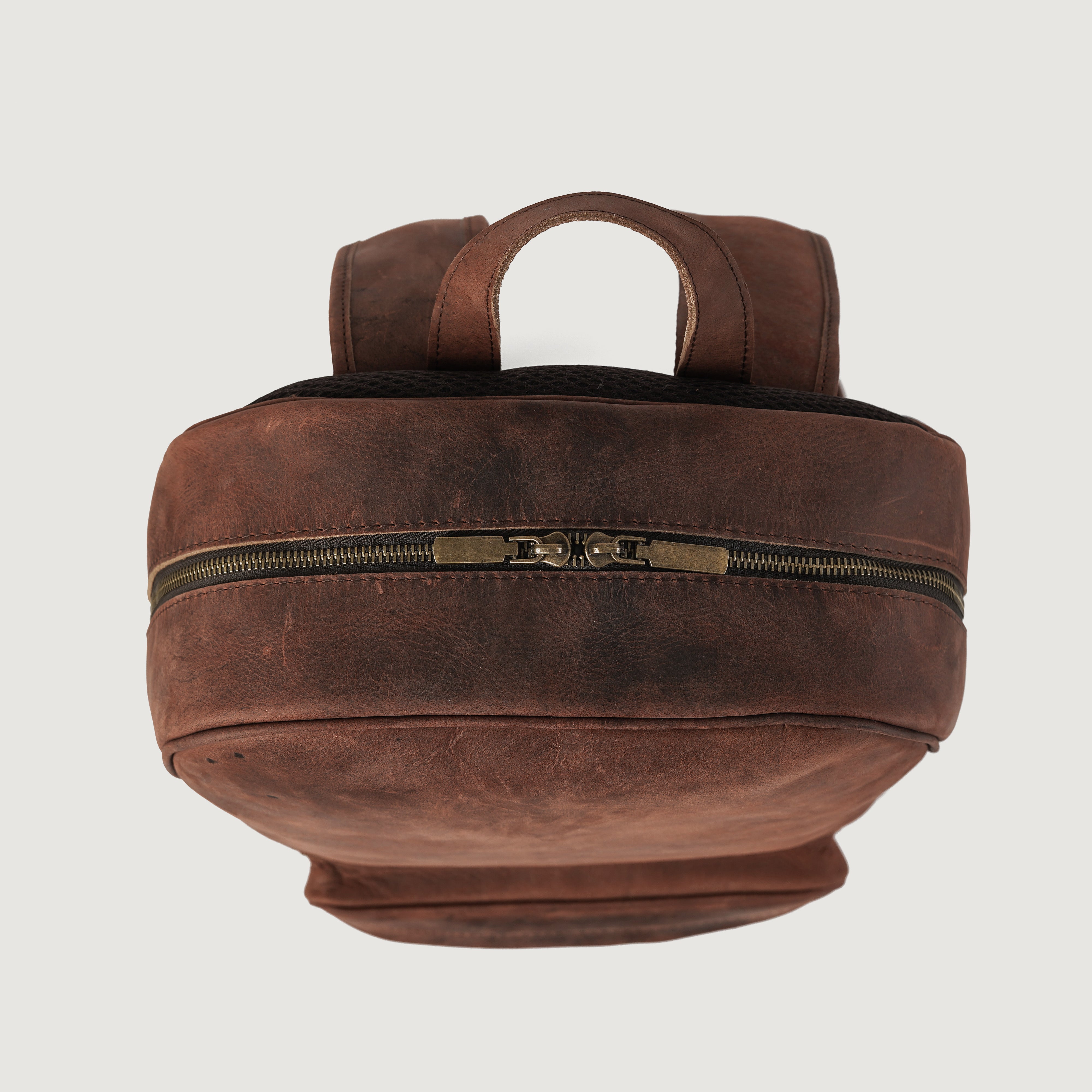 The Jacket Maker Men Philos Vintage Distressed Brown Real Leather Backpack
