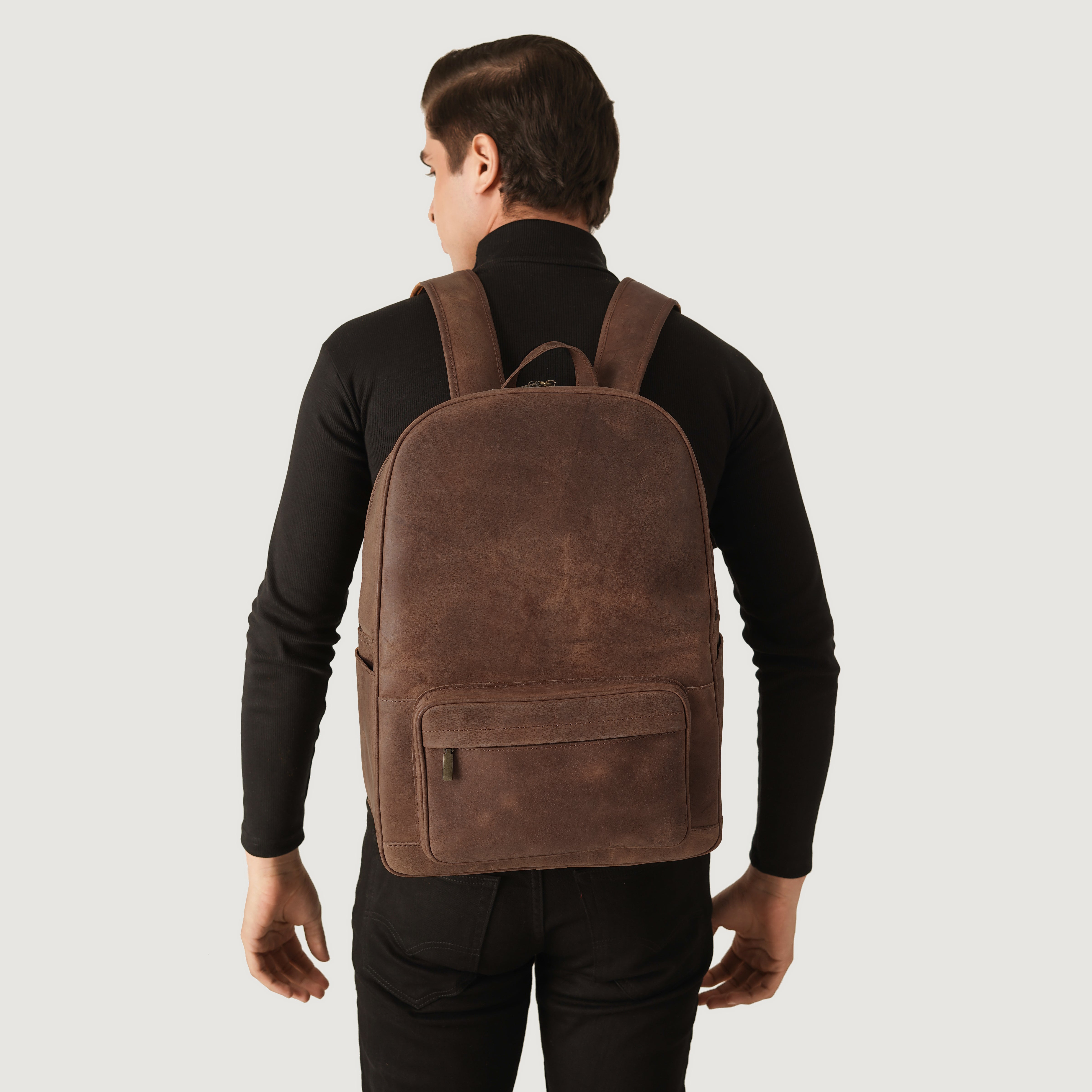 brown faux leather backpack men Vintage Laptop Bookbag for Women Men, LXY Vegan Backp it is lightweight and streamlined with functionality Luxe Leather Laptop Backpack