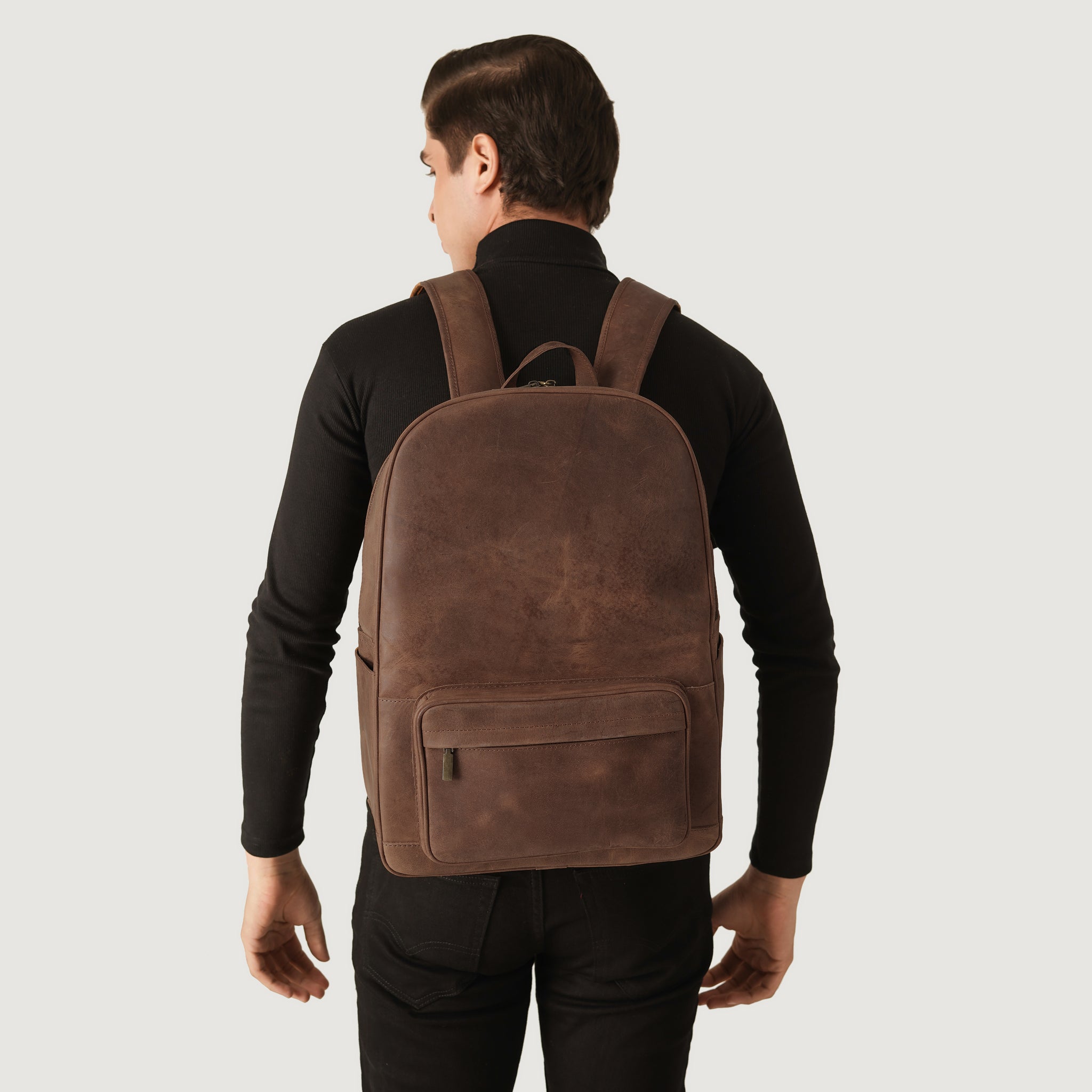 The Jacket Maker Men Philos Vintage Tan Real Leather Backpack