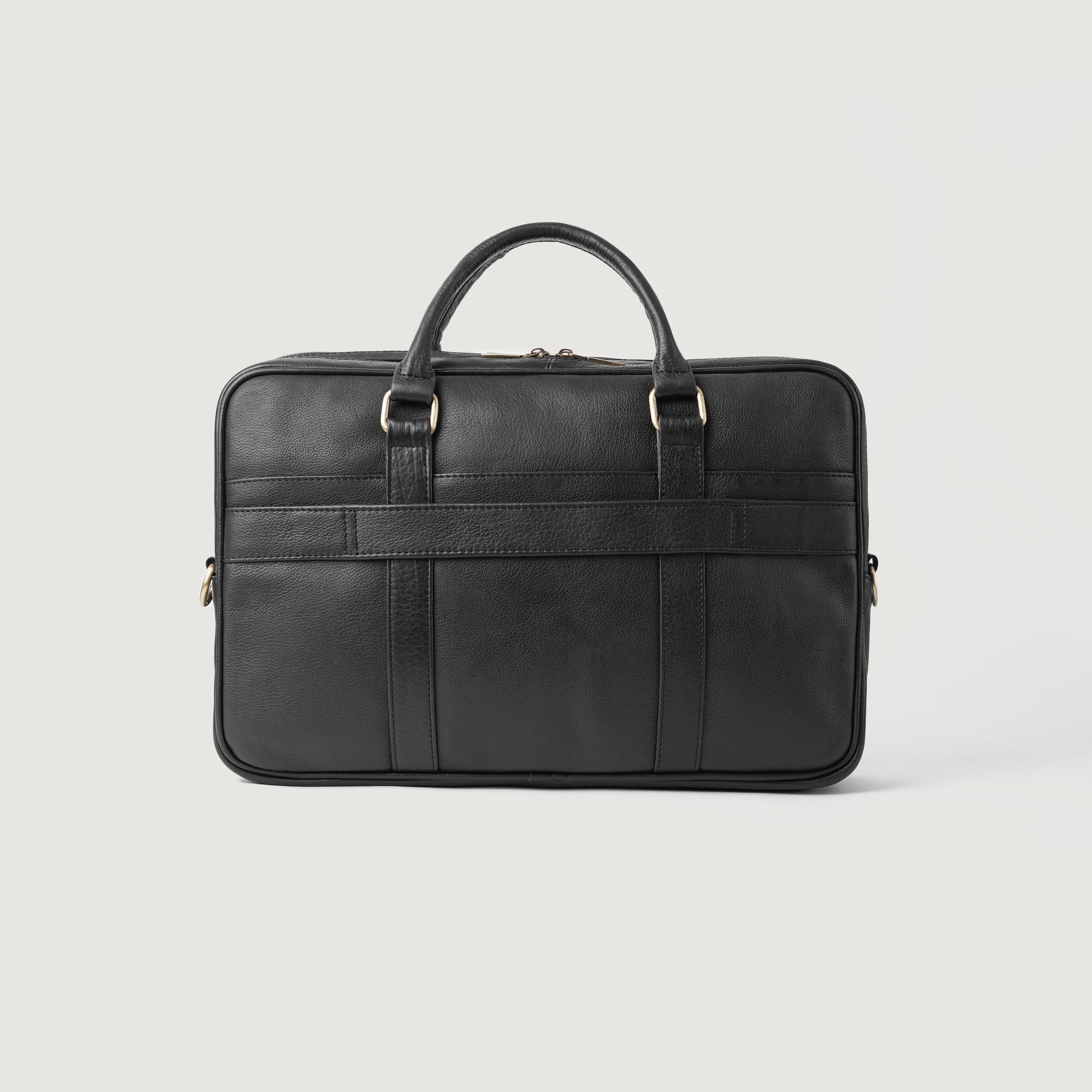 The Jacket Maker Men & Women Norman Black Real Leather Briefcase
