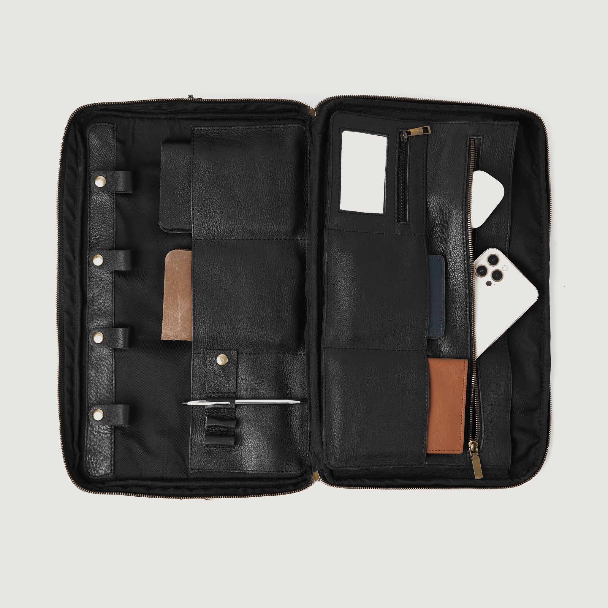 The Preston Black Leather Briefcase For Men & Women - The Jacket