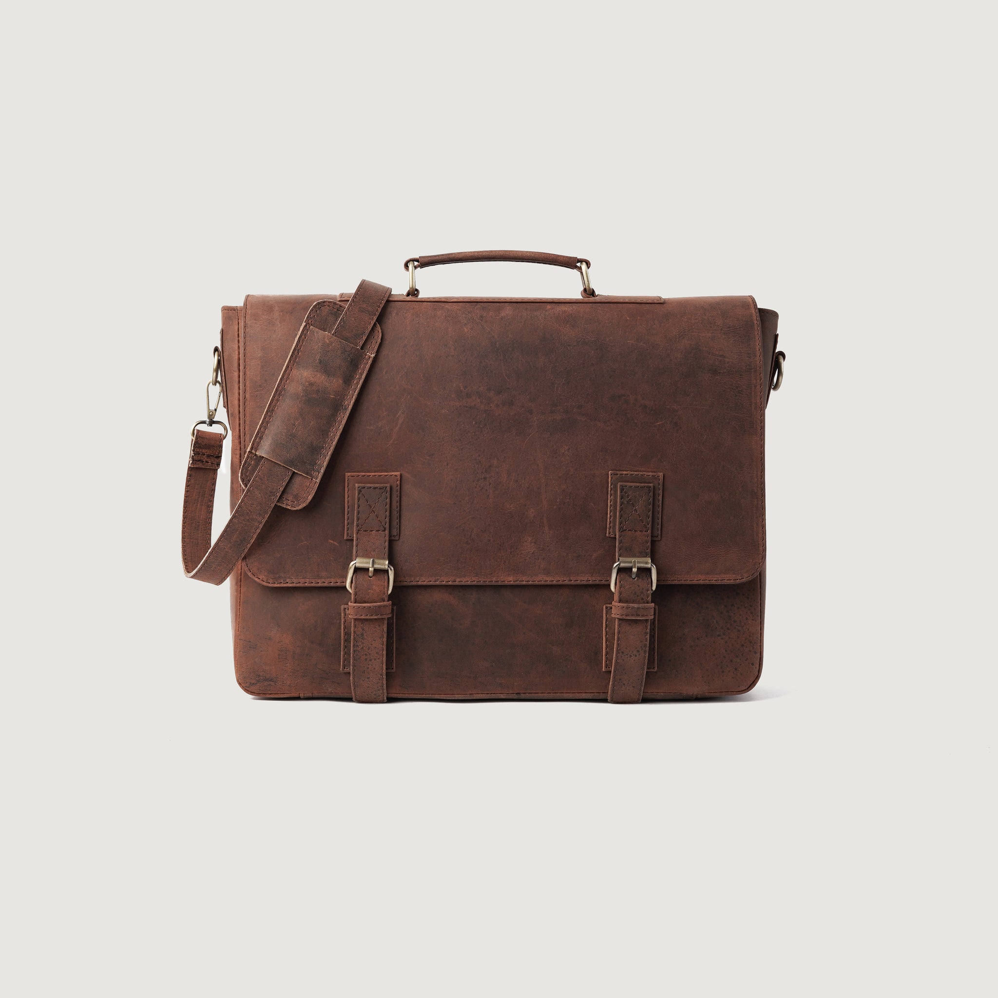 distressed leather men's backpack The Jacket Maker Men Cristoph Vintage Distressed Brown Real Leather Messenger Bag