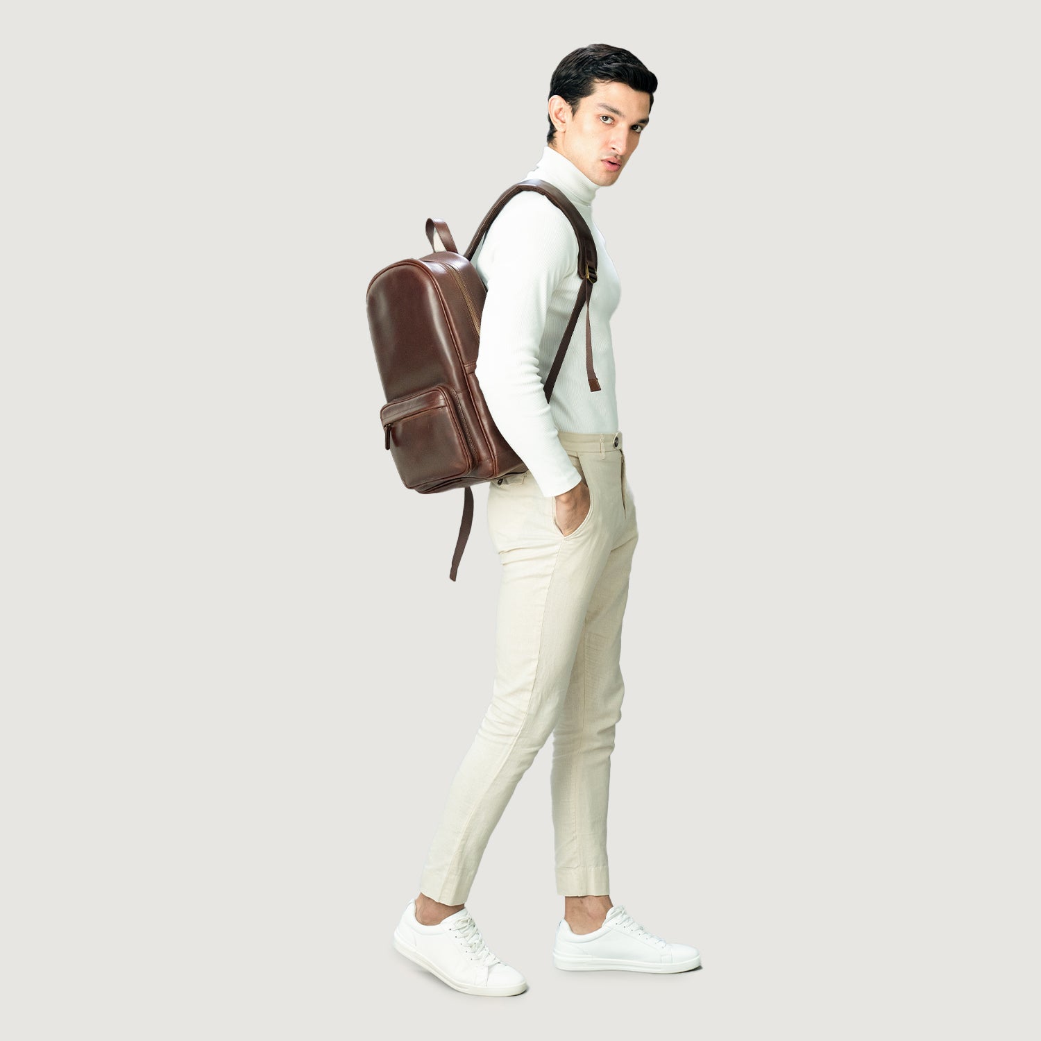 Brown Leather Backpack Handmade Leather Bag | Vintage Leather Backpack main image 2