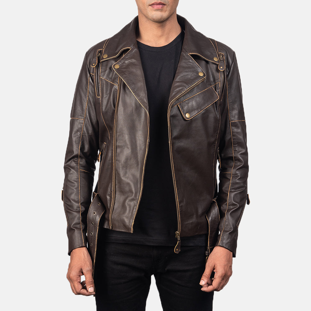 Men's Vincent Brown Leather Biker Jacket – The Jacket Maker