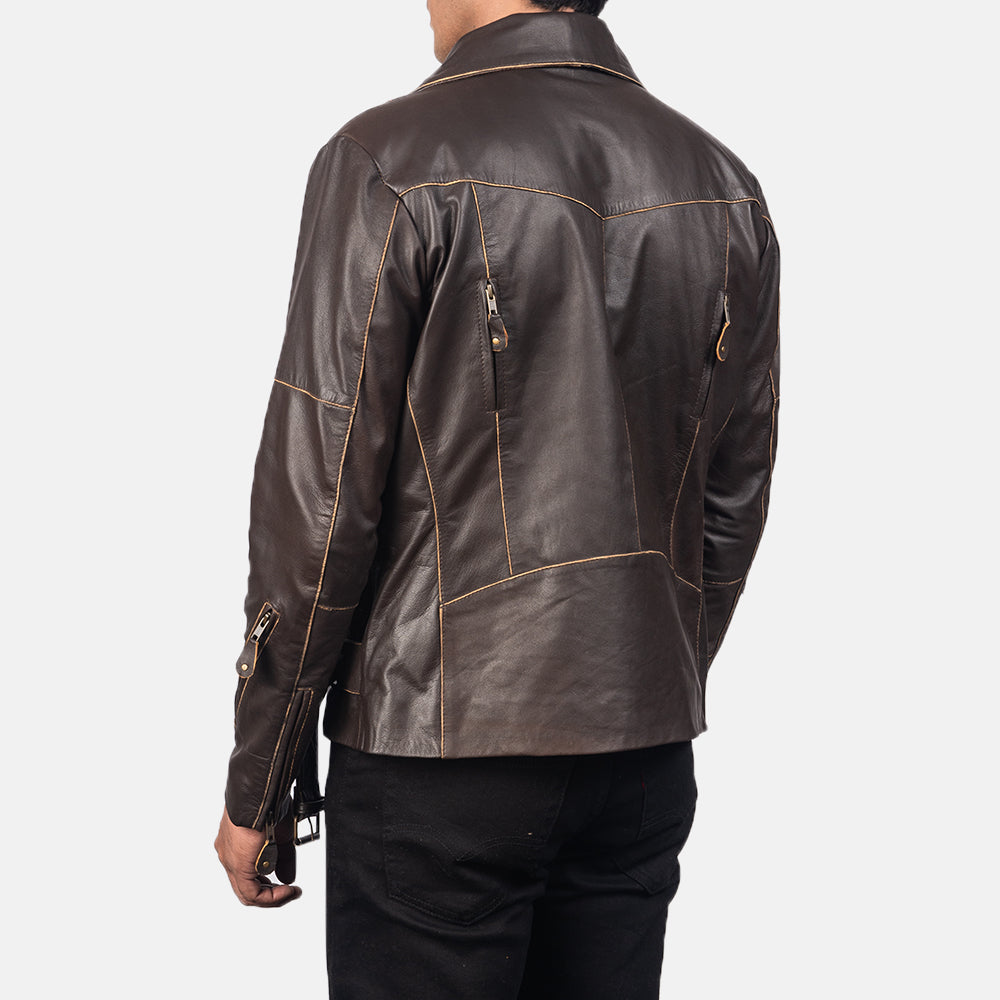 ジャケット・アウター nousan Vincent Leather Men's Vincent Brown Leather Biker Jacket – The Jacket Maker