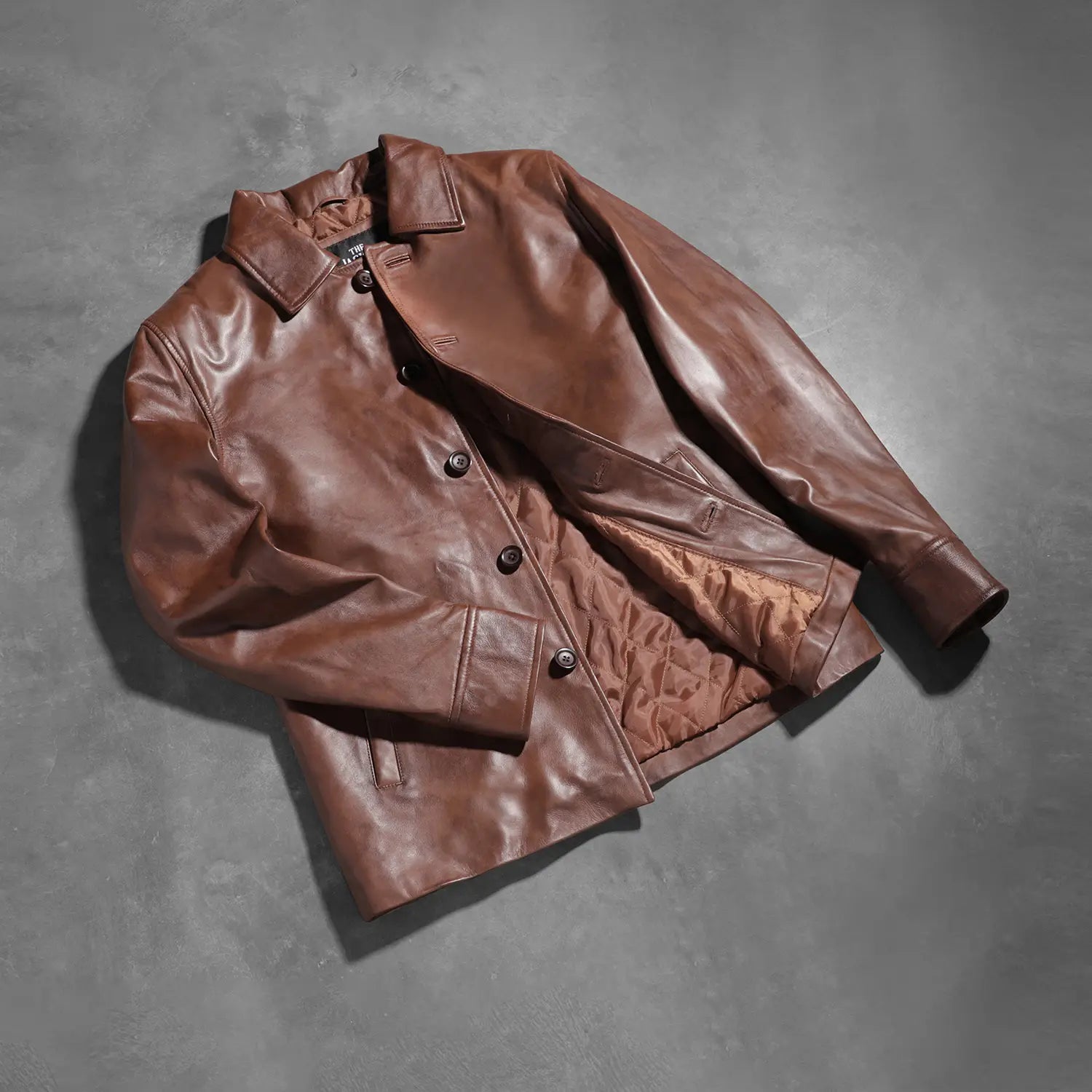 The Jacket Maker Menβs Waffle Brown Leather Jacket