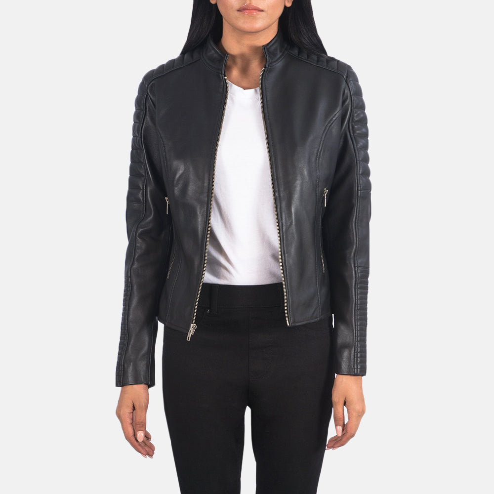Women's Adalyn Quilted Black Leather Biker Jacket – The Jacket Maker