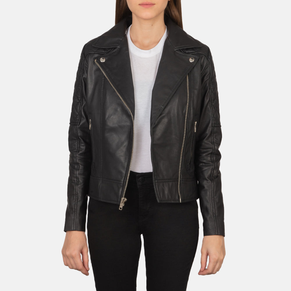 Women's Carolyn Quilted Black Biker Jacket – The Jacket Maker